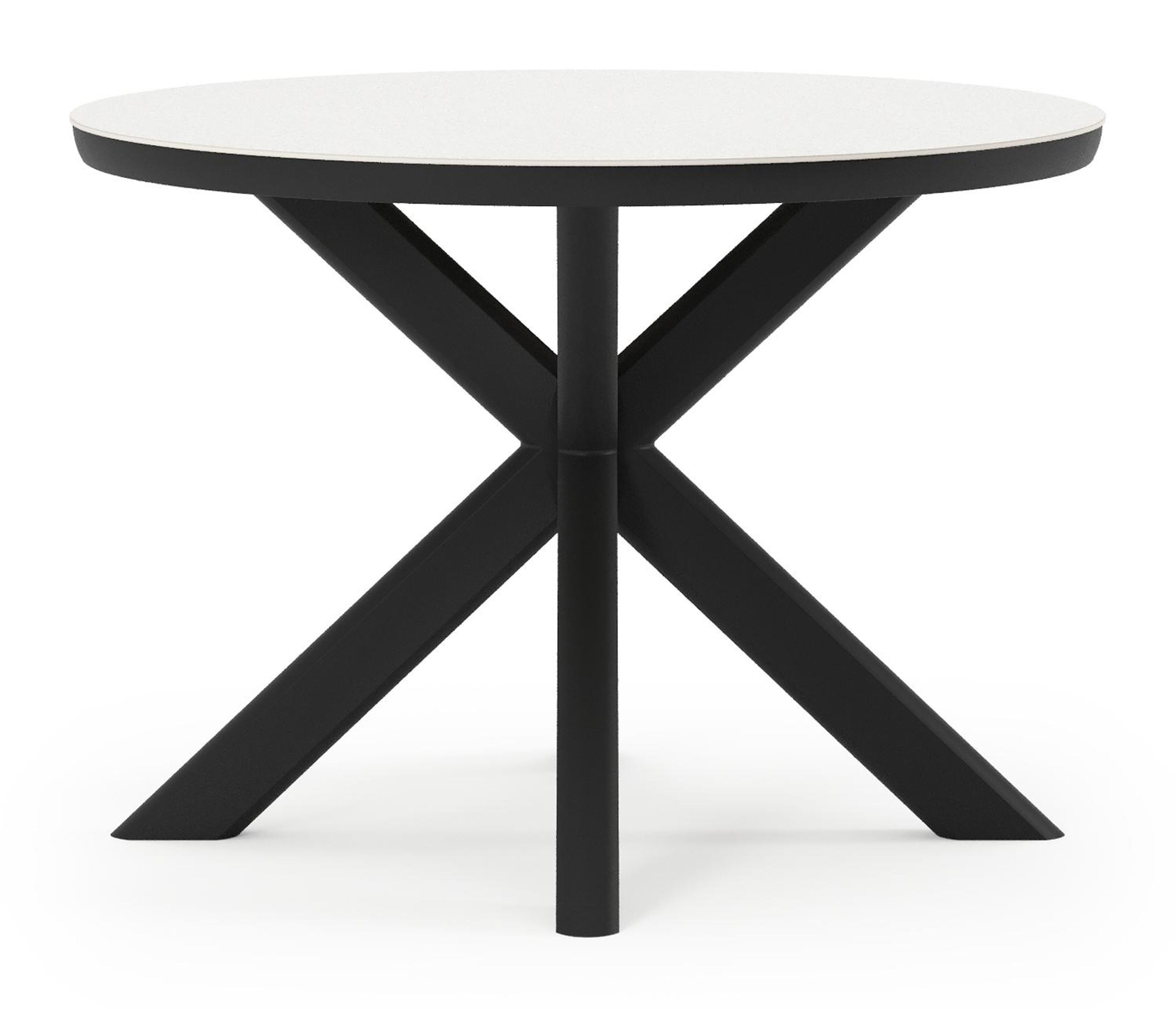 Pamplona tuinset in zwart aluminium en topo minerale sintered stone met 4 Gerona tuinstoelen