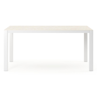 Como tuintafel rechthoekig in wit aluminium en volkeramiek retrostone - L 160 x B 100 x H 75 cm