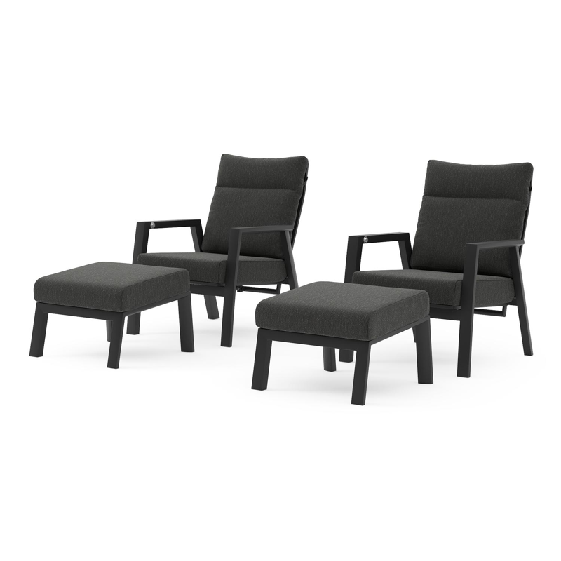 Set van 2 Avila loungestoelen in zwart aluminium met sky black weather+ softtouch kussens