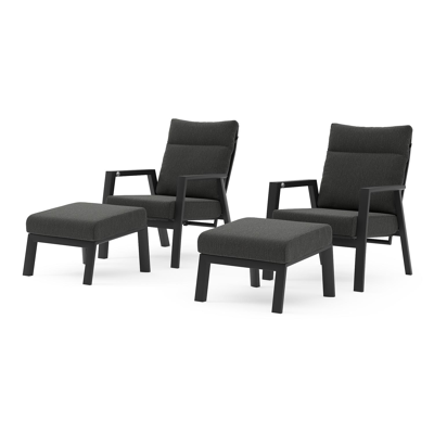 Set van 2 Avila loungestoelen in zwart aluminium met sky black weather+ softtouch kussens