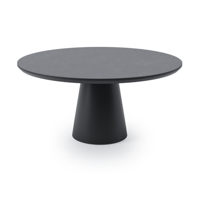 Donato tuintafel in zwart aluminium en volkeramiek pierre bleue - Dia. 148 x H 76 cm