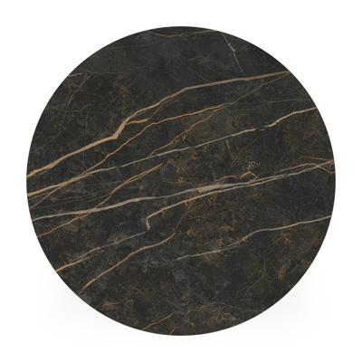 Fano low dining low dining loungetafel rond in wit aluminium en volkeramiek Black Obsession - Dia. 65 x H 55 cm