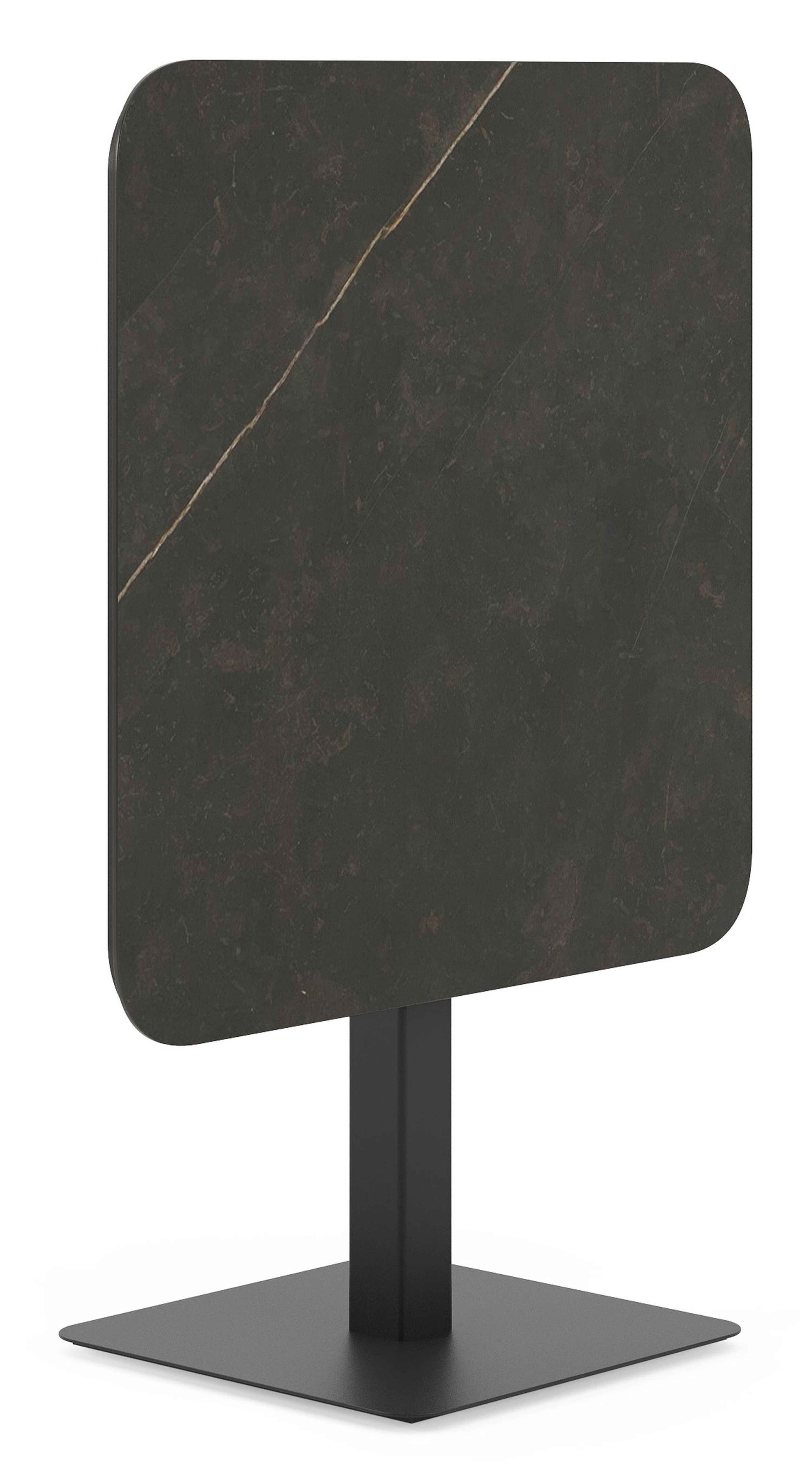 Fano kantelbare tuintafel vierkant afgerond in zwart aluminium en volkeramiek calatorao - L 80 x B 80 x H 73 cm
