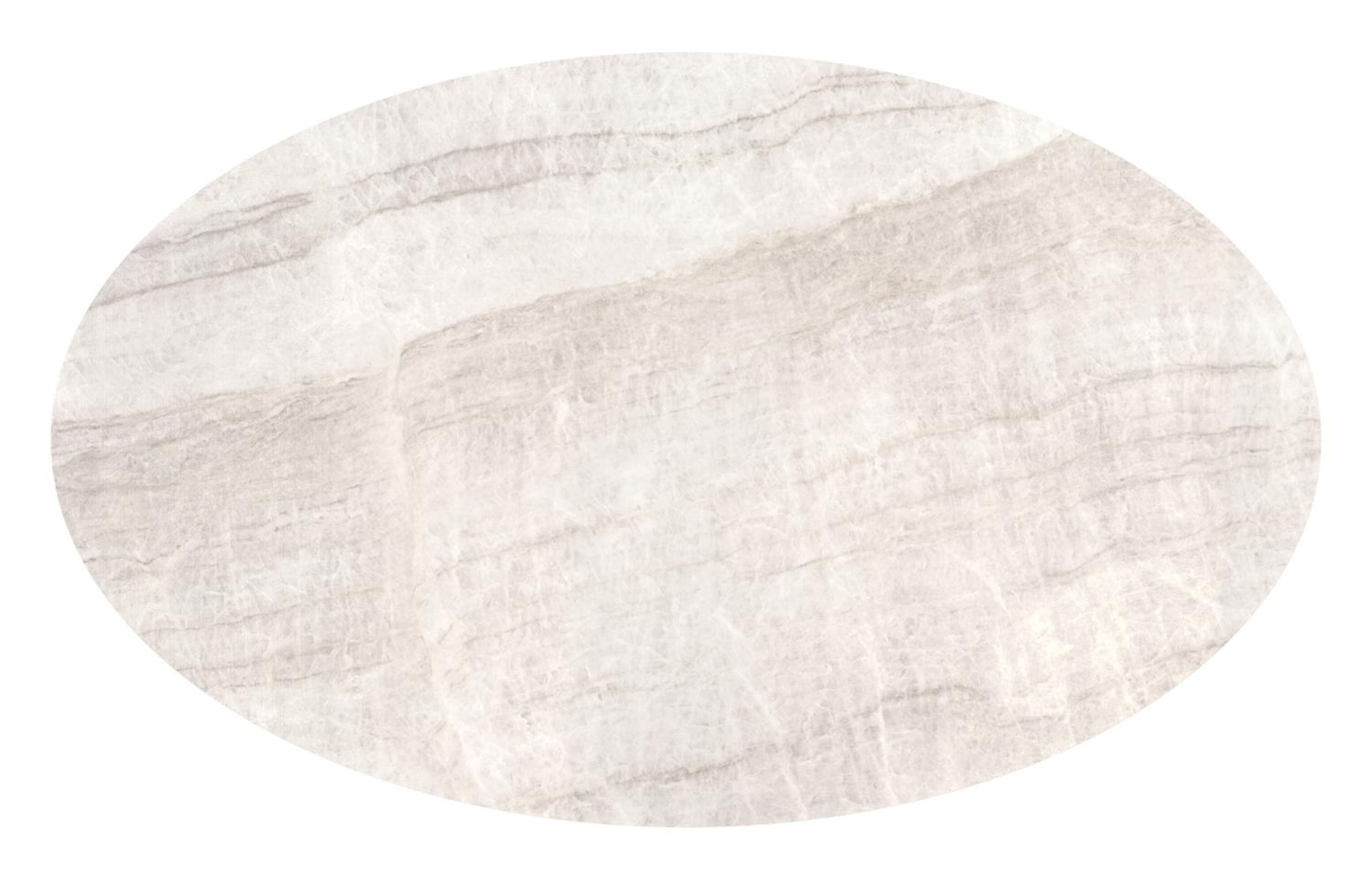 Table de jardin Fano ovale en aluminium blanc et céramique pleine Taj Mahal - Lg. 180 x Lrg. 110 x Haut. 74 cm