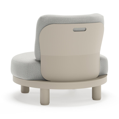 Fauteuil de jardin Donato en aluminium beige et coussins en all weather sunbrella® luxe Savane Nimbus