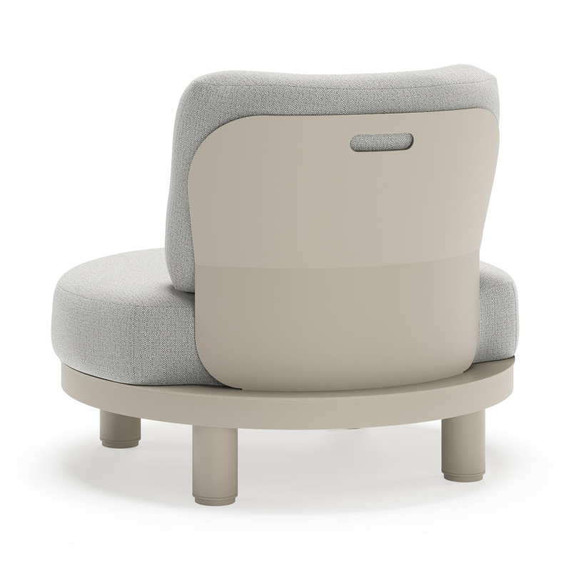 Fauteuil de jardin Donato en aluminium beige et coussins en all weather sunbrella® luxe Savane Nimbus