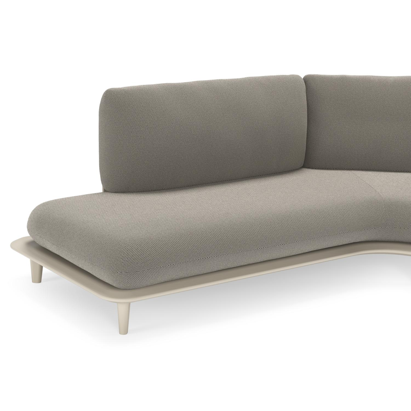 Bomero loungehoek in beige aluminium met lopi charcoal all weather sunbrella® luxe kussen