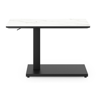 Table d'appoint Cirello Pop-up en aluminium noir et céramique pleine Calacatta - Lg. 70 x Lrg. 50 x Haut. 44 cm