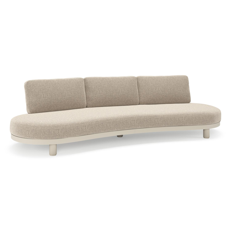 Canapé de jardin Donato en aluminium beige et coussins en all weather sunbrella® luxe Chartres Pewter