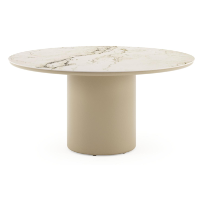 Amico tuintafel rond in beige aluminium en volkeramiek Colorado Dunes - Dia. 148 x H 73.5 cm