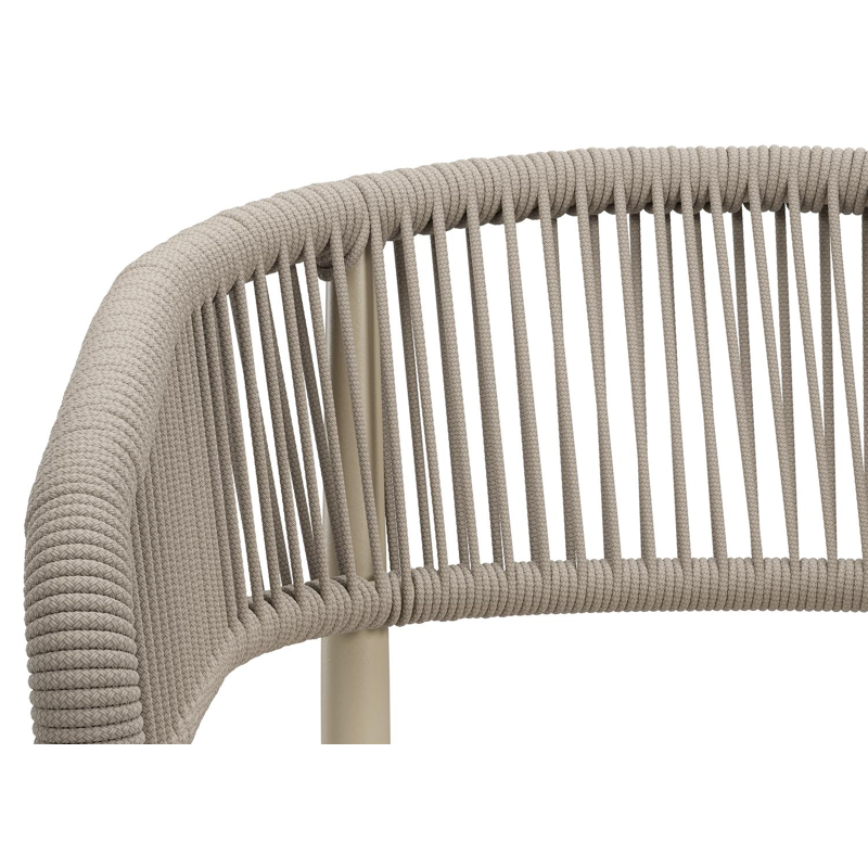 Tolfa stapelbare tuinstoel in beige aluminium en beige verticaal geweven ronde rope met stoelkussen in All Weather Sunbrella® Luxe Savane White