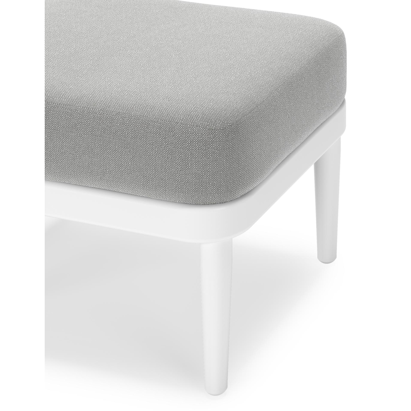 Pouf Orso en aluminium blanc et coussins en all weather sunbrella® luxe Savane Grey