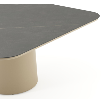 Amico tuintafel afgerond vierkant in beige aluminium en volkeramiek Calatorao - L 148 x B 148 x H 73.5 cm
