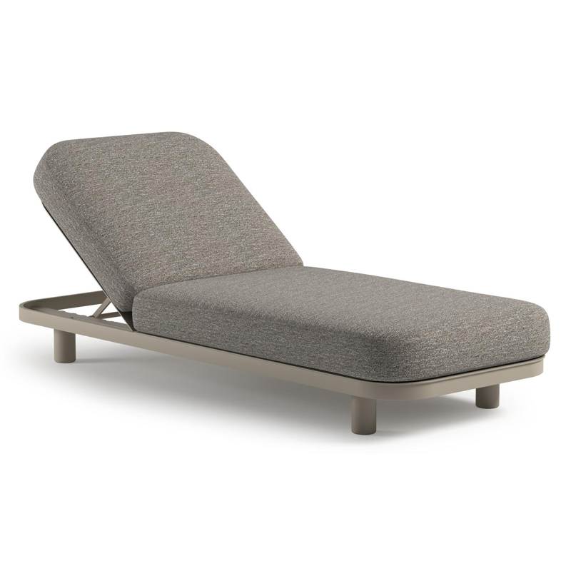 Chaise longue réglable Donato en aluminium beige avec All Weather Sunbrella® luxe tundra pepper coussin