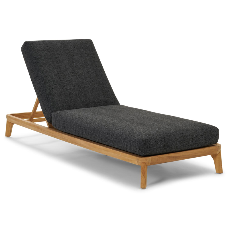 Orso verstelbaar ligbed in teak met chartres sooty all weather sunbrella® luxe kussen
