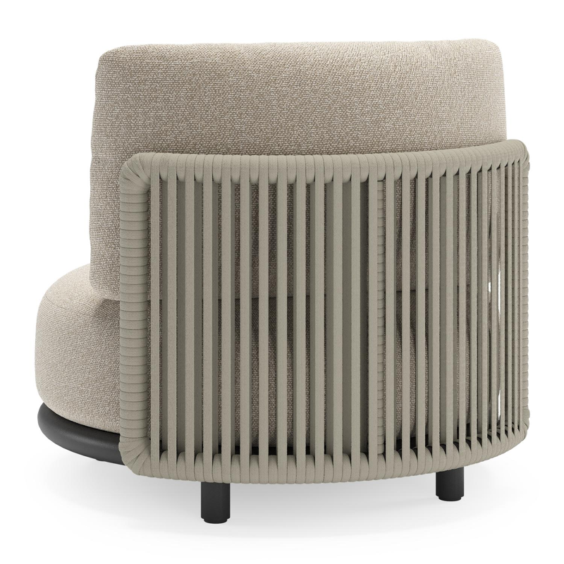 Lomano loungestoel in zwart aluminium en beige verticaal geweven luxe vlakke rope met Marbella Ecru all weather cosytica