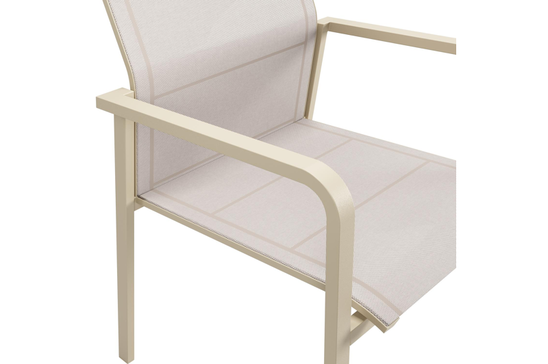 Como stapelbare tuinstoel in beige aluminium en beige single textilene
