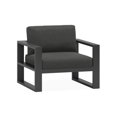 Verato loungestoel 1-zit in zwart aluminium met chartres sooty all weather sunbrella® luxe kussen