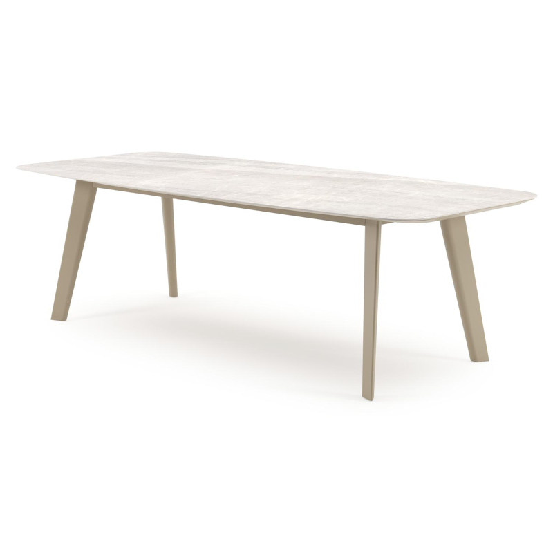 Lacrima tuintafel bootvorm in beige aluminium en volkeramiek Taj Mahal - L 255 x B 115 x H 74 cm