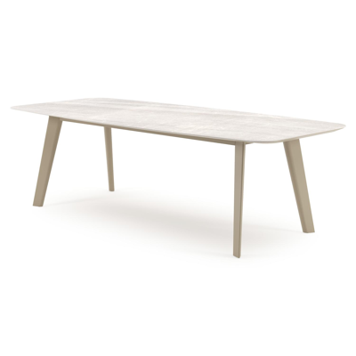 Lacrima tuintafel bootvorm in beige aluminium en volkeramiek Taj Mahal - L 255 x B 115 x H 74 cm