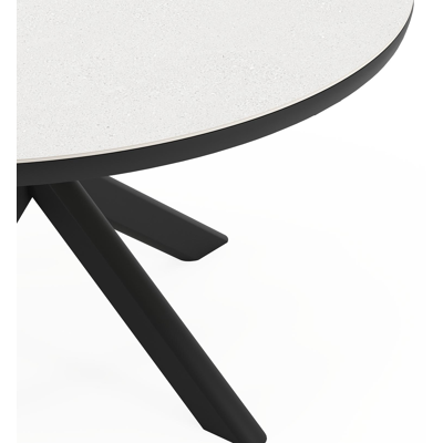 Pamplona tuinset in zwart aluminium en sintered stone Topo minerale met 6 Matera tuinstoelen