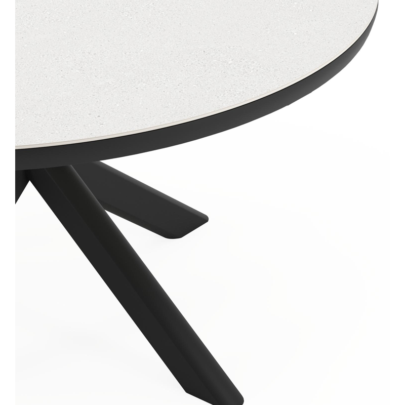 Pamplona tuinset in zwart aluminium en sintered stone Topo minerale met 6 Matera tuinstoelen