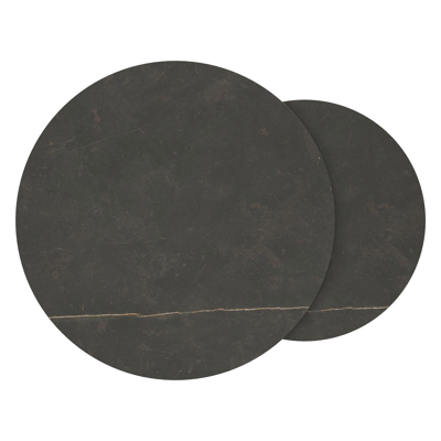 Fano set van 2 loungetafels rond in wit aluminium en volkeramiek Calatorao - Dia. 85/65 x H 35/30 cm