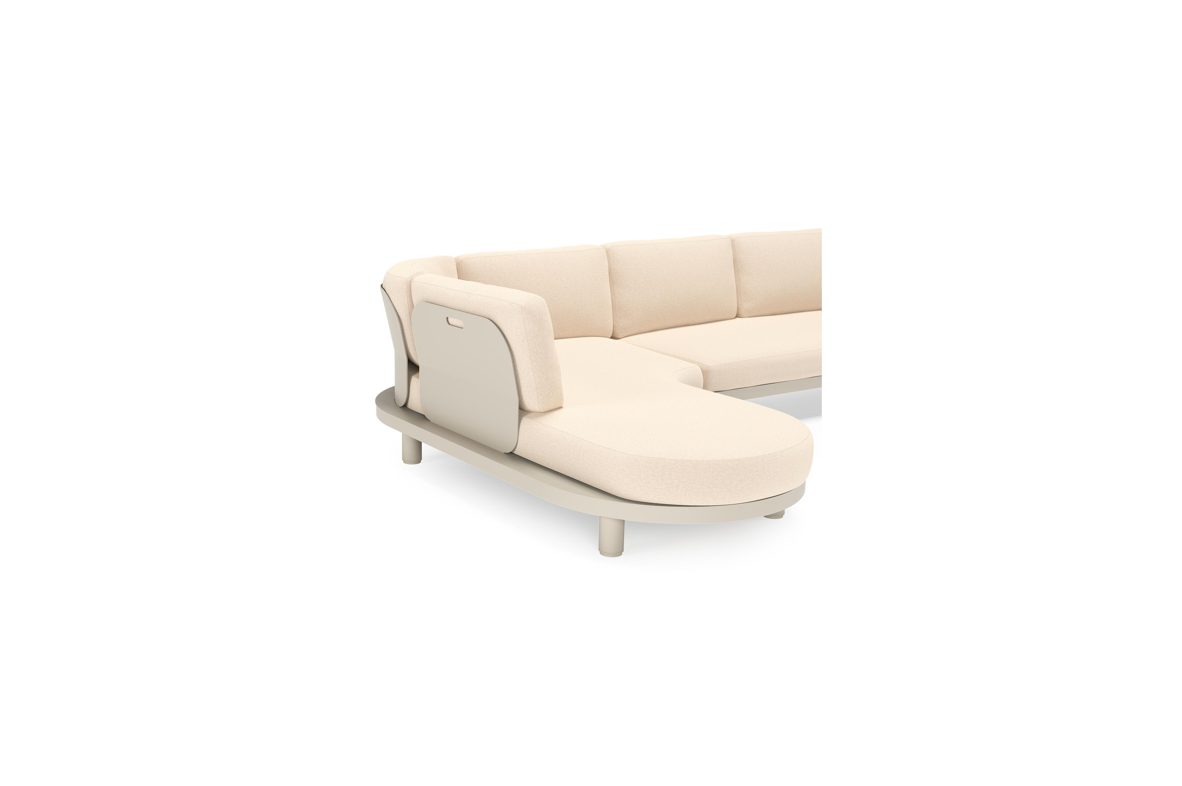 Donato loungehoek in beige aluminium met all weather sunbrella® luxe Heritage Papyrus kussen