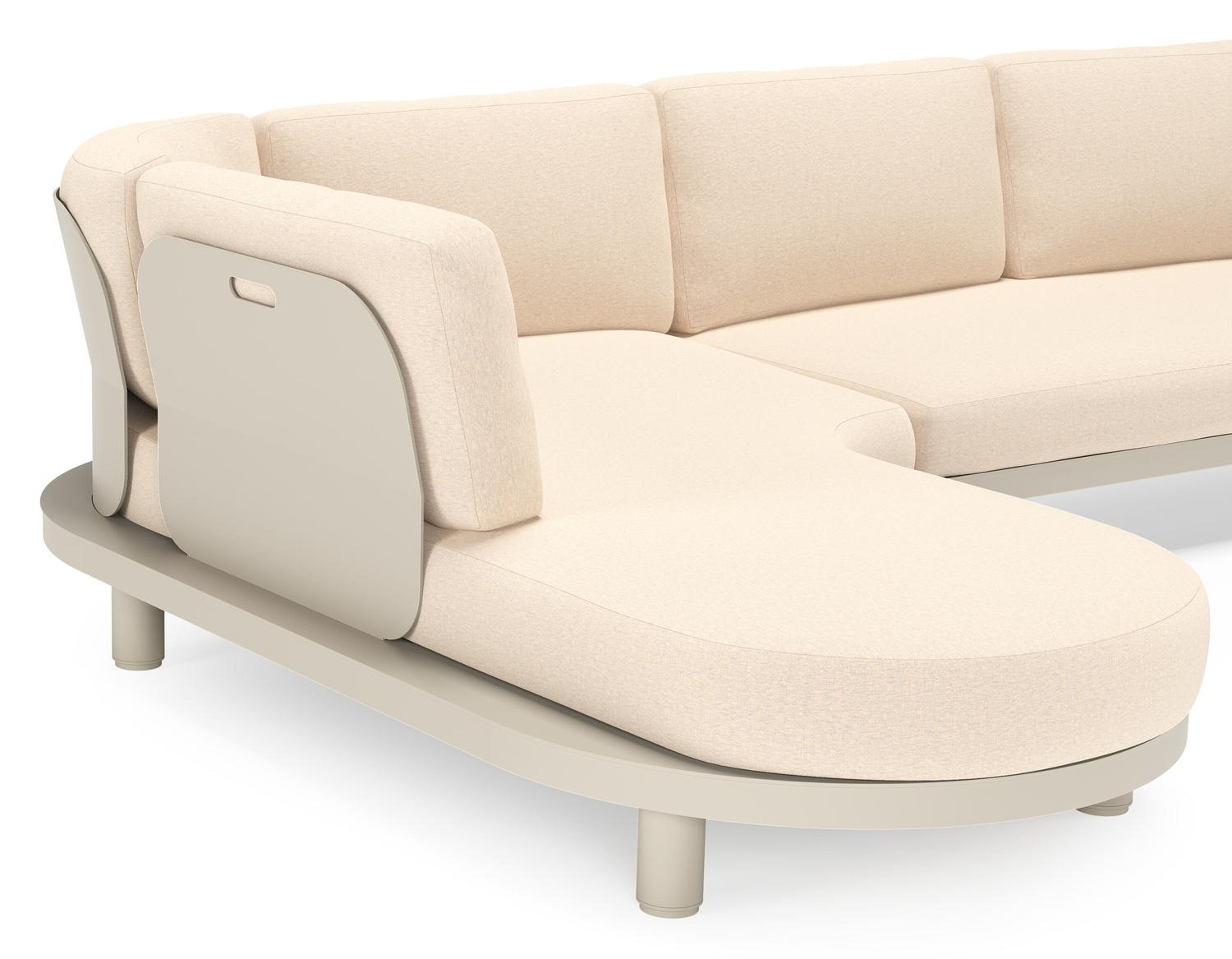 Salon de jardin d'angle Donato en aluminium beige et coussins en all weather sunbrella® luxe Heritage Papyrus