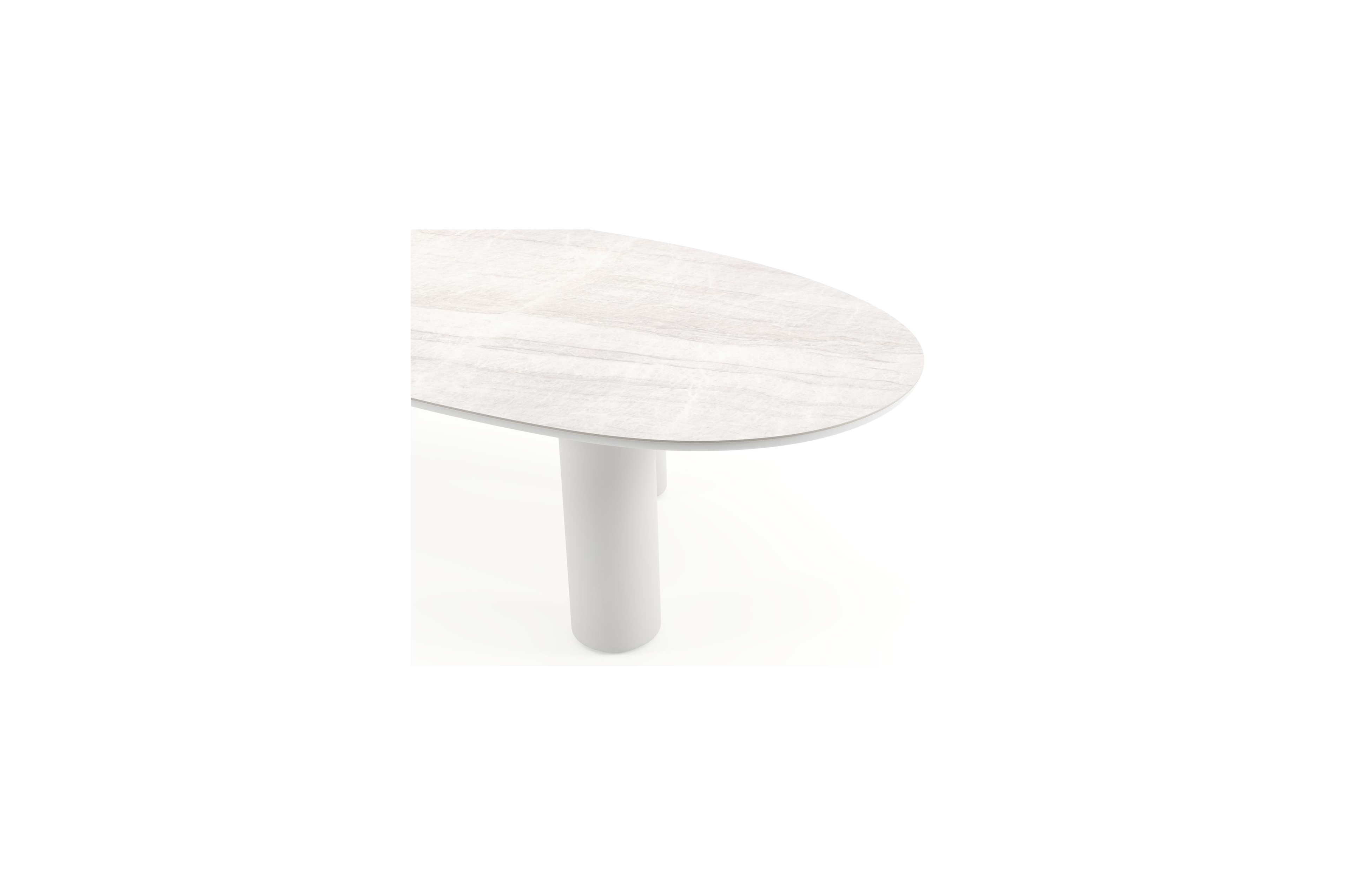 Amico tuintafel mango in wit aluminium en volkeramiek Taj Mahal - L 320 x B 140 x H 73.5 cm