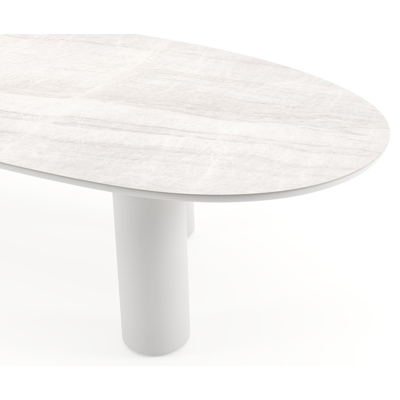 Amico tuintafel mango in wit aluminium en volkeramiek Taj Mahal - L 320 x B 140 x H 73.5 cm