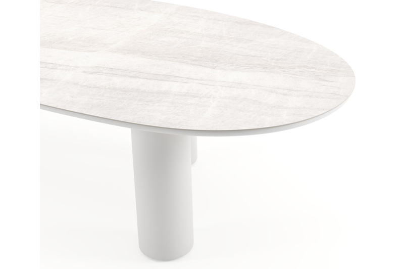 Amico tuintafel mango in wit aluminium en volkeramiek Taj Mahal - L 320 x B 140 x H 73.5 cm