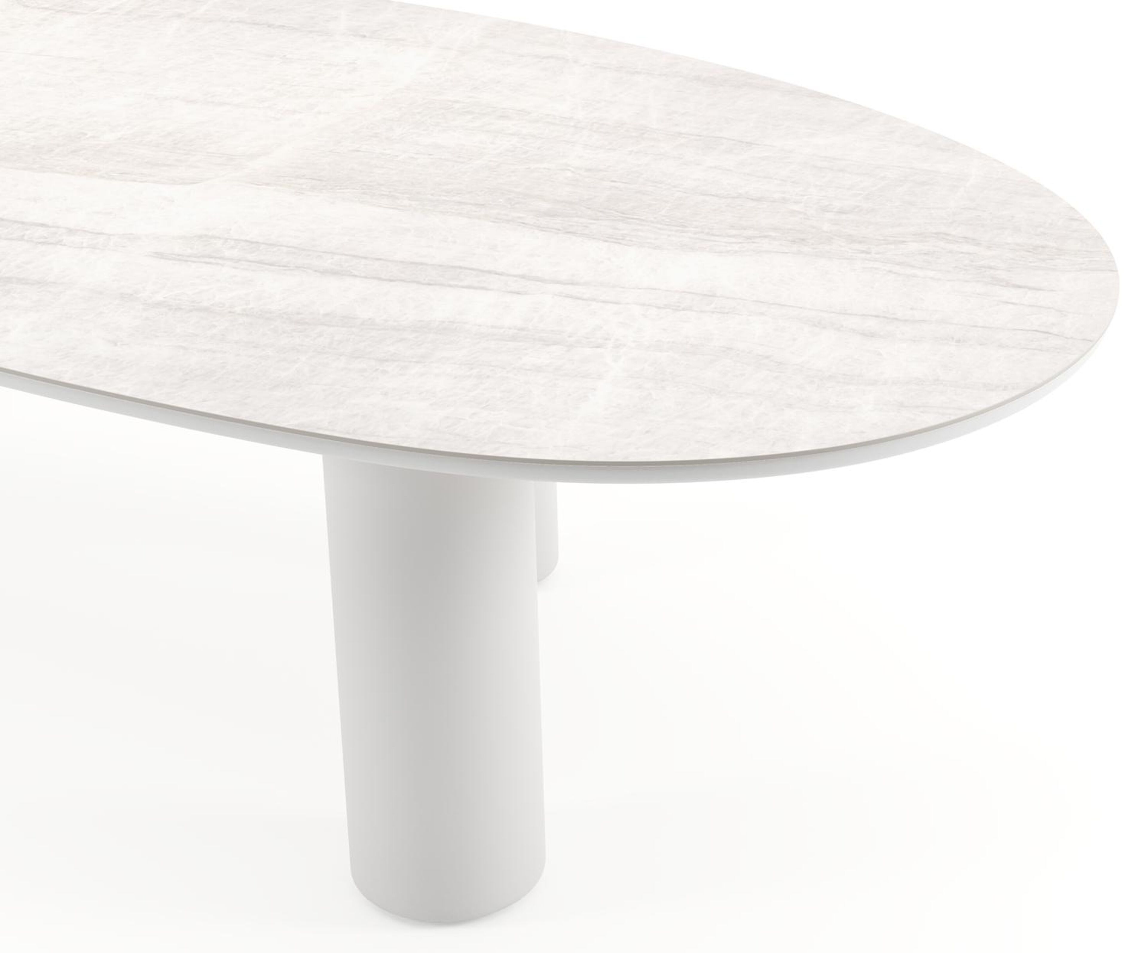 Amico tuintafel mango in wit aluminium en volkeramiek Taj Mahal - L 320 x B 140 x H 74 cm