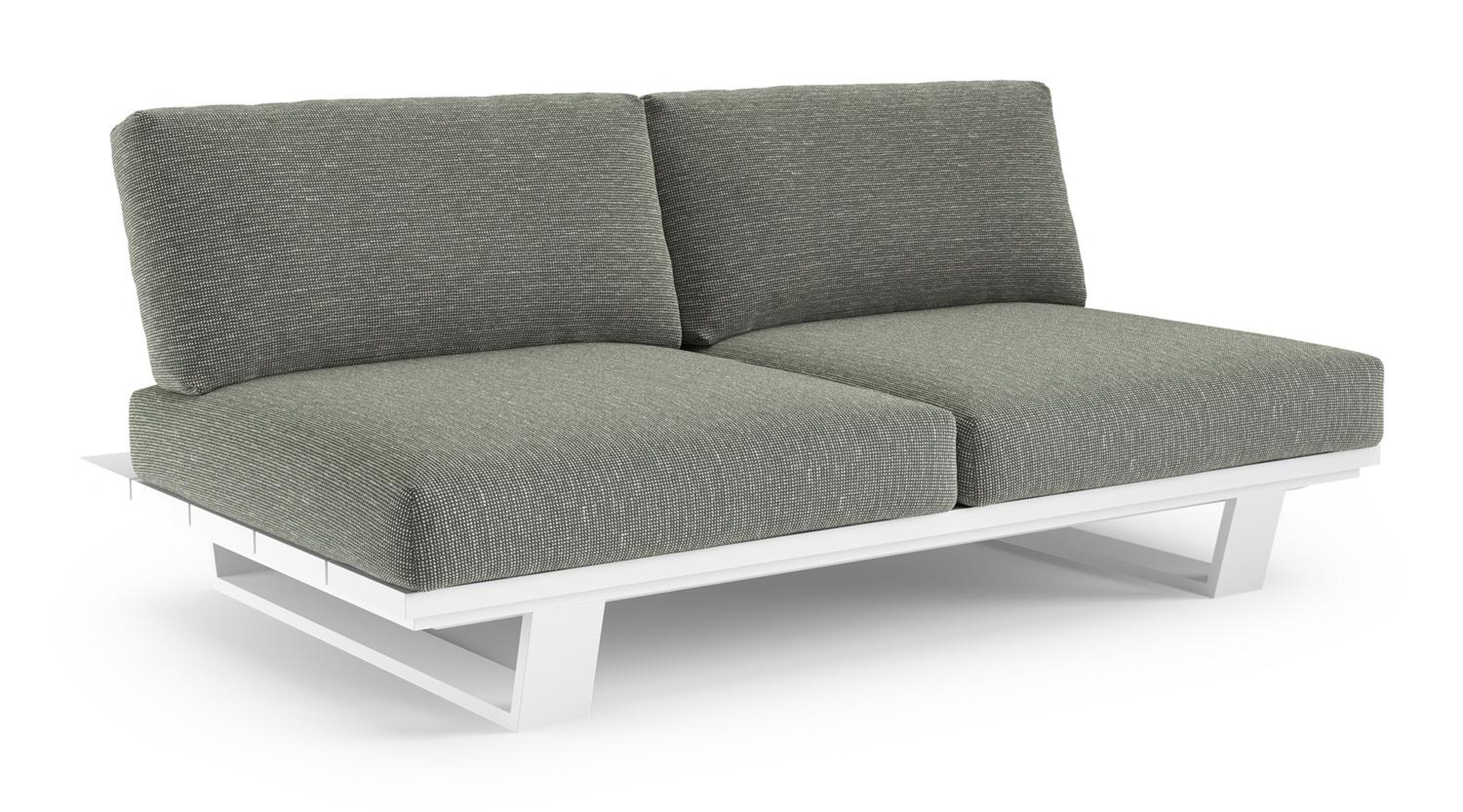 Pagino loungebank in wit aluminium met slow fern all weather sunbrella® luxe kussen
