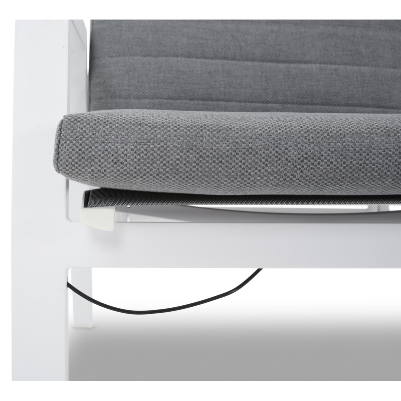 Ensemble de salon de balcon Prato en aluminium blanc avec coussins en weather+ textilène gris