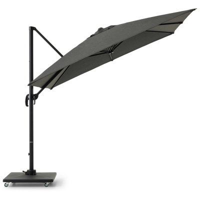 Parasol pendant Calpe en aluminium noir et toile de parasol Weather+ Softtouch noir - Lg.1 249 x Lg.2 270 cm avec pied de parasol Calpe 70 kg