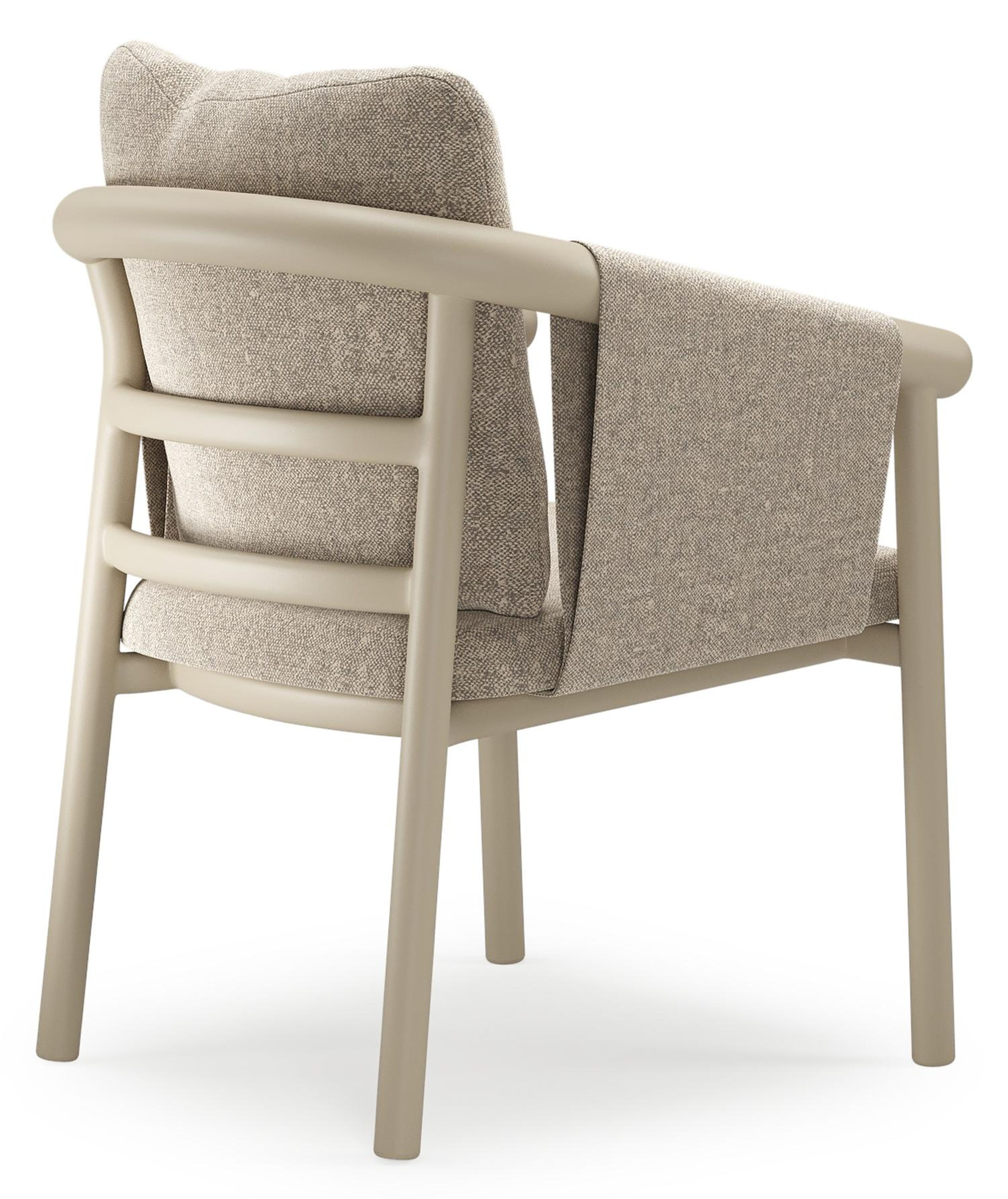 Amico stapelbare tuinstoel in beige aluminium met stoelkussen in All Weather Sunbrella® Luxe Chartres Pewter