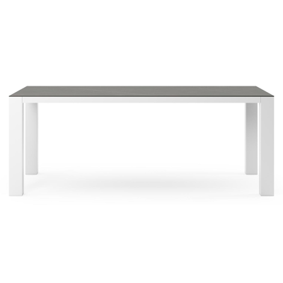 Table de jardin Nano rectangulaire en aluminium blanc et céramique pleine Calatorao - Lg. 200 x Lrg. 100 x Haut. 75 cm