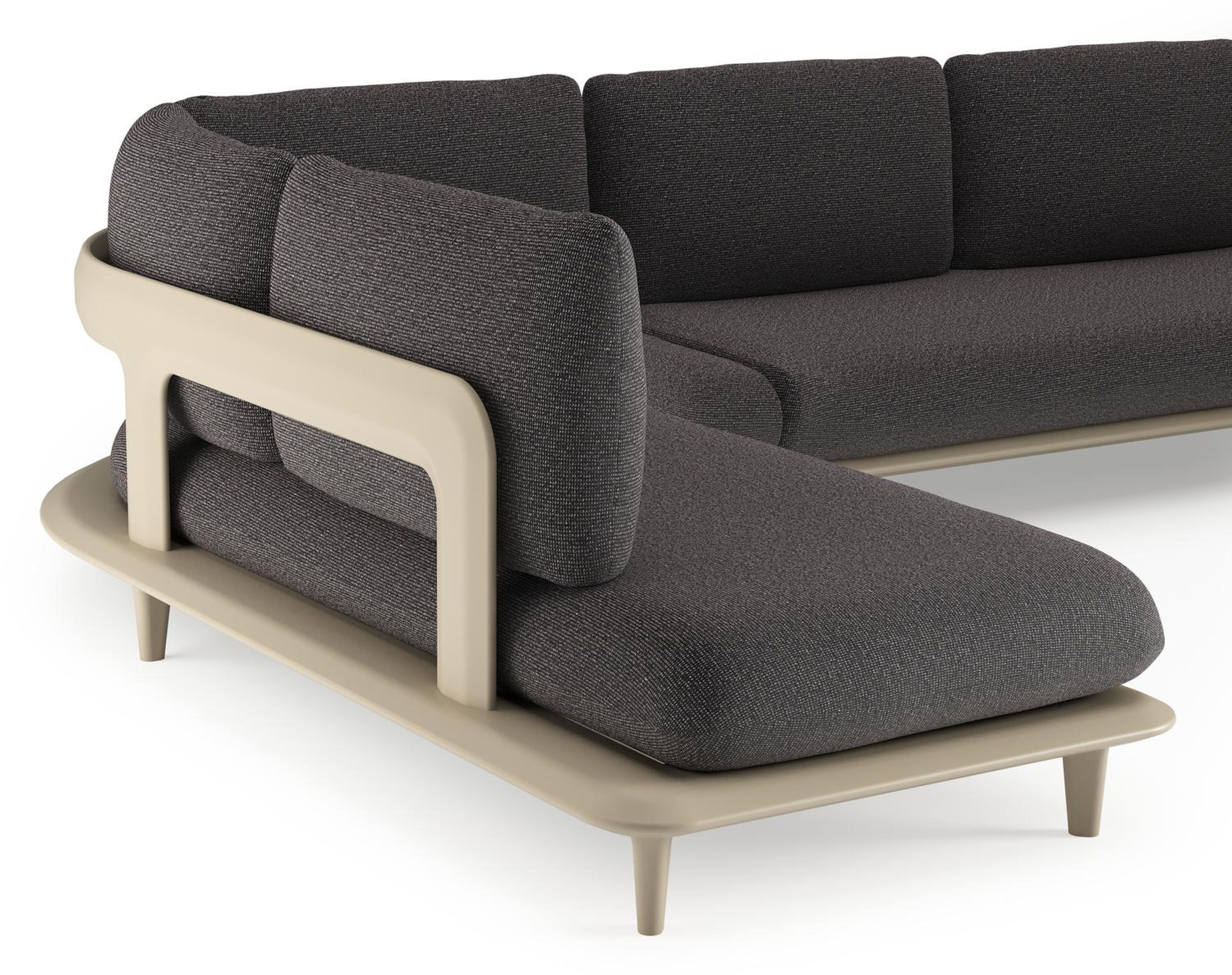 Salon de jardin d'angle Bomero en aluminium beige et coussins en all weather solica firenze tunder