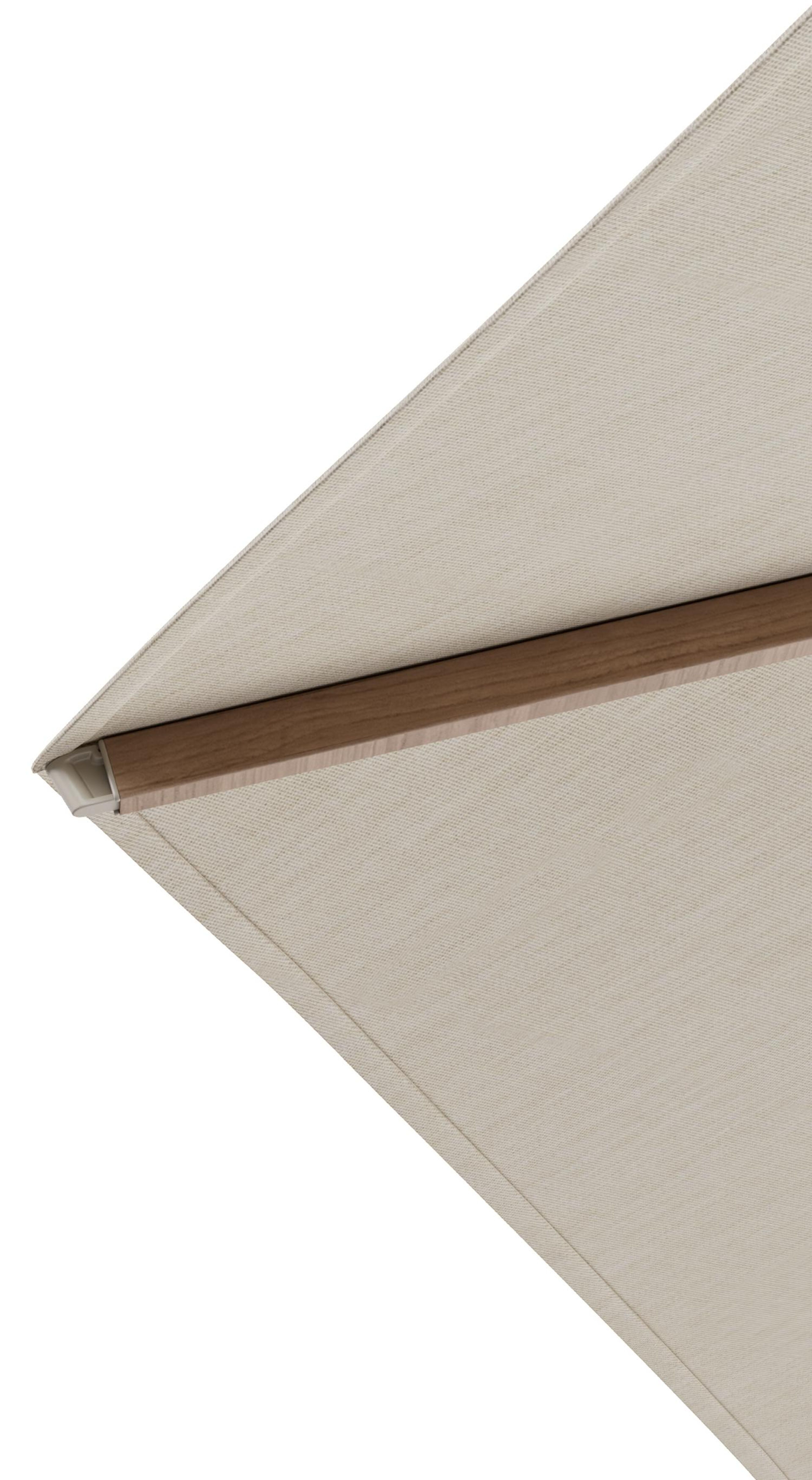 Solino staanparasol in aluminium houtlook met beige all weather sunbrella® premium parasoldoek - Dia. 400 cm (zonder voet)