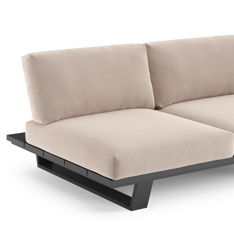 Pagino loungebank in zwart aluminium met wander pilat all weather sunbrella® luxe kussen