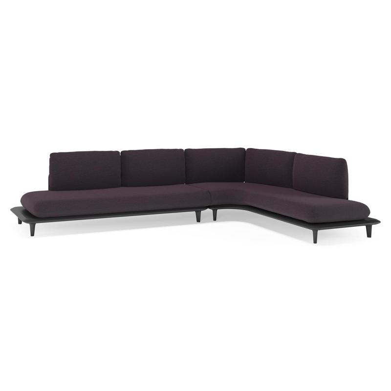 Salon de jardin d'angle Bomero en aluminium noir et coussins en all weather sunbrella® luxe tundra red