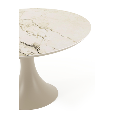 Fano tuintafel rond in beige aluminium en volkeramiek Colorado Dunes Dia. 130 cm