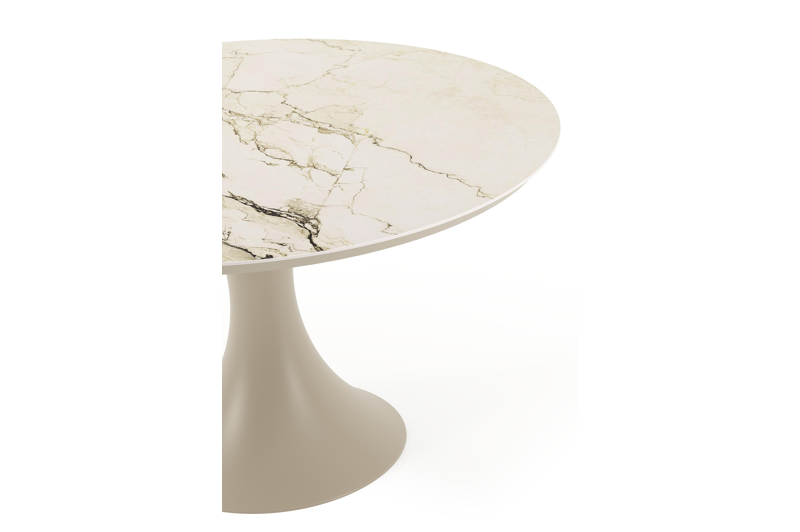 Fano tuintafel rond in beige aluminium en volkeramiek Colorado Dunes Dia. 130 cm