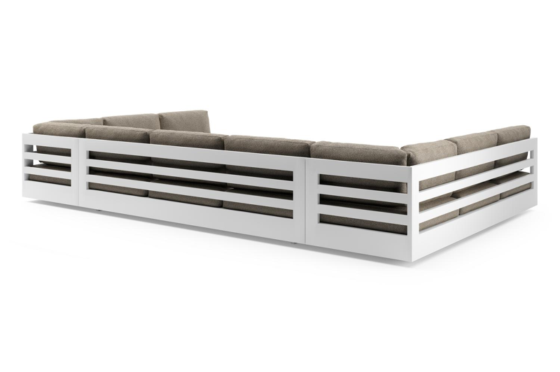 Como loungebank in wit aluminium met madagascar burch all weather cosytica kussen