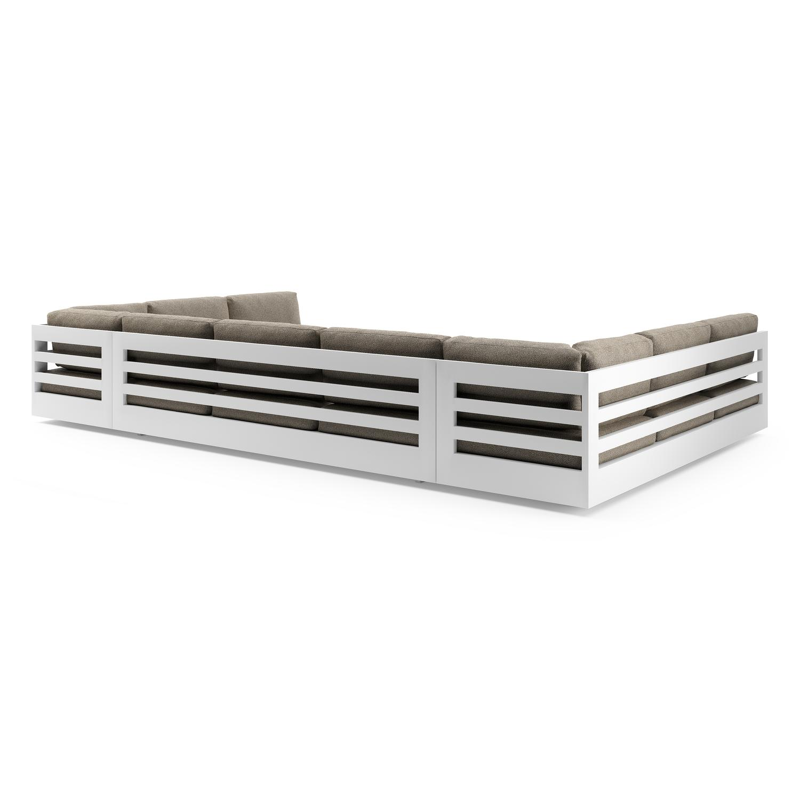 Como loungebank in wit aluminium met madagascar burch all weather cosytica kussen