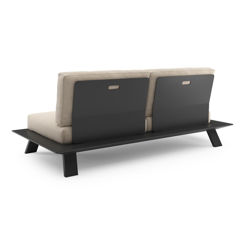 Cesano loungebank in zwart aluminium met lopi sand all weather Sunbrella® luxe kussen