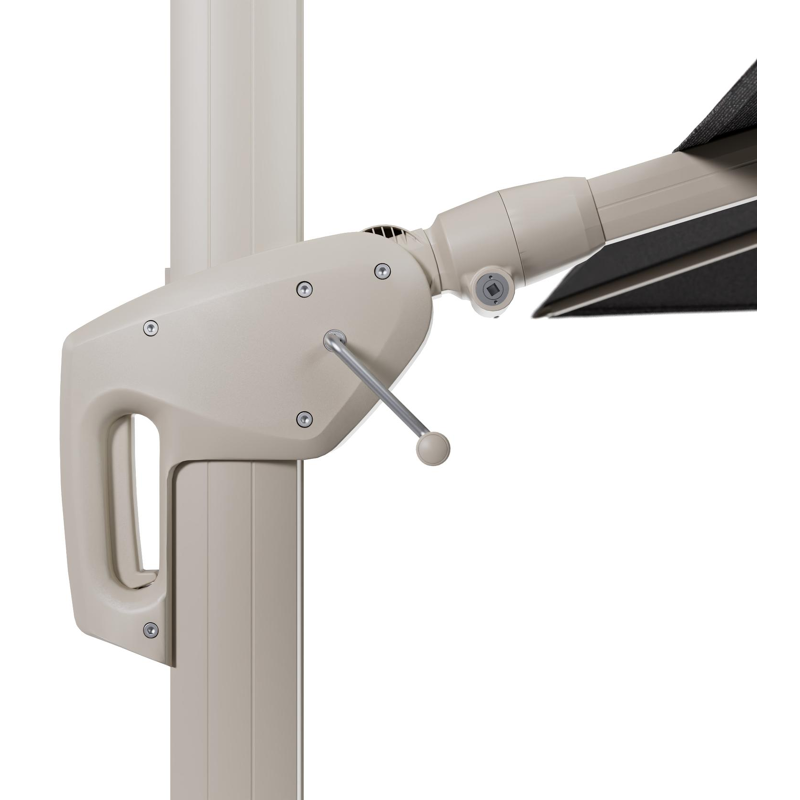 Parasol pendant Minore avec fonction tilt en aluminium beige et toile de parasol All Weather Solica Firenze Tunder - Lg.1 350 x Lg.2 350 cm (sans pied de parasol