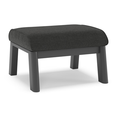 Cirello poef in zwart aluminium met chartres sooty all weather sunbrella® luxe kussen