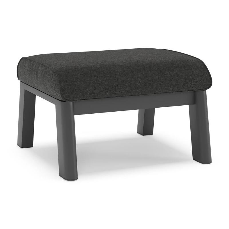 Cirello poef in zwart aluminium met chartres sooty all weather sunbrella® luxe kussen